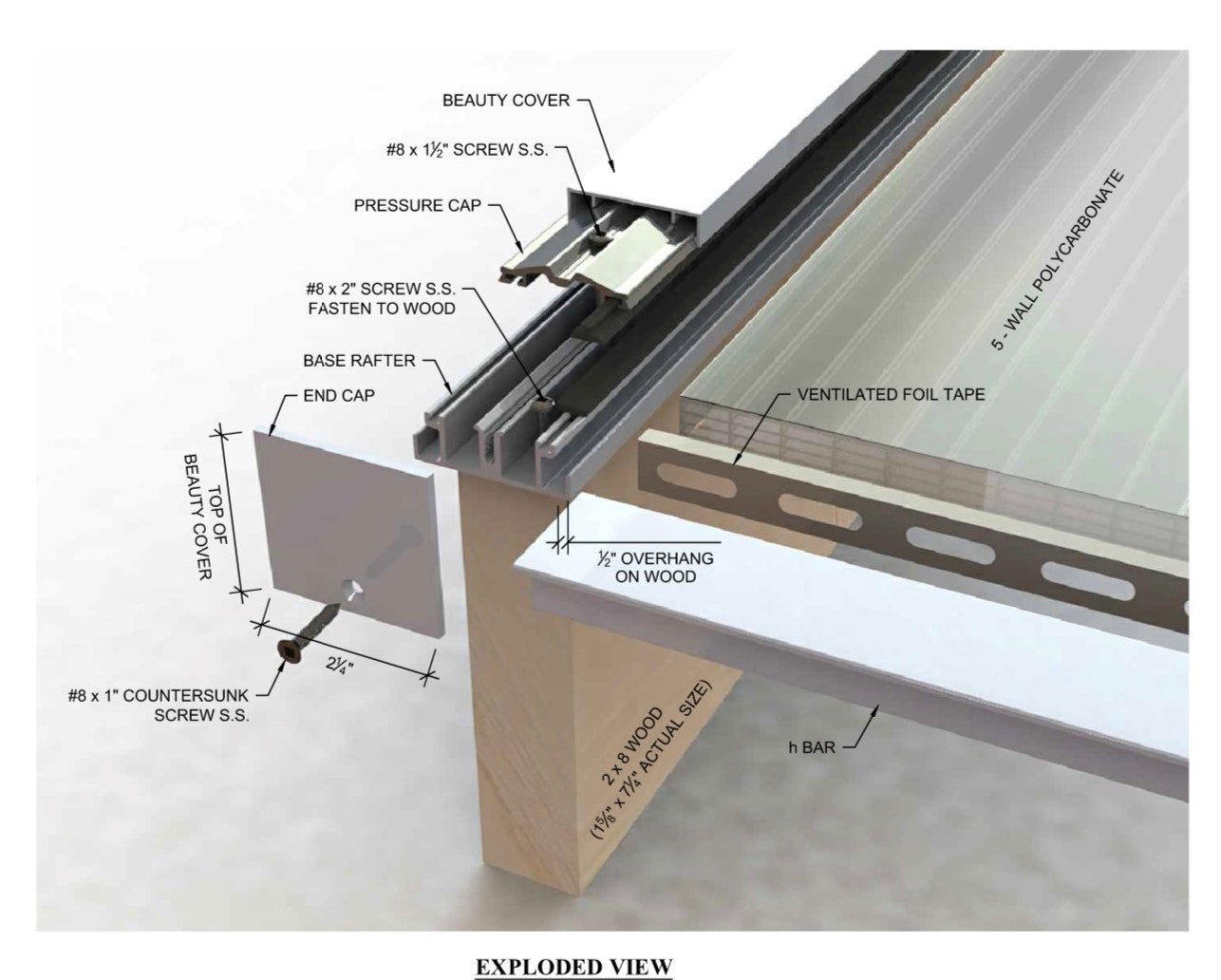 Solvera Pro Glazing System Exploded Detail Components View